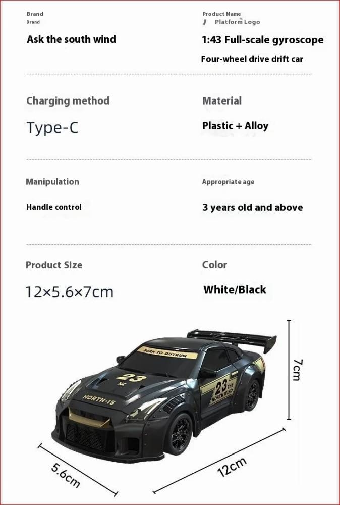 Ô tô điều khiển RC Gyro Drift Car 1:43 mini racing 2.4G 4WD - Break The Dawn (BRRRRT)
