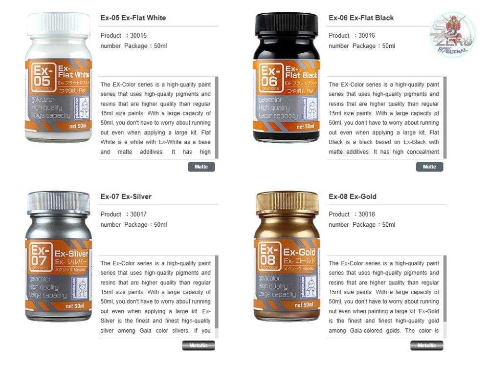 Sơn mô hình Gaia EX color series lacquer paint (white black clear gold silver...)