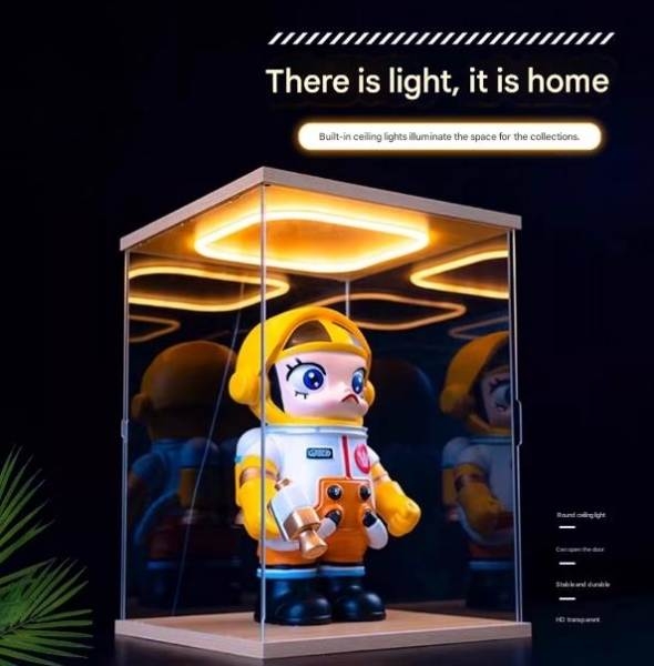 Hộp MICA Guweiti trưng bày mô hình với led trần có cửa mở - display box with light openable door