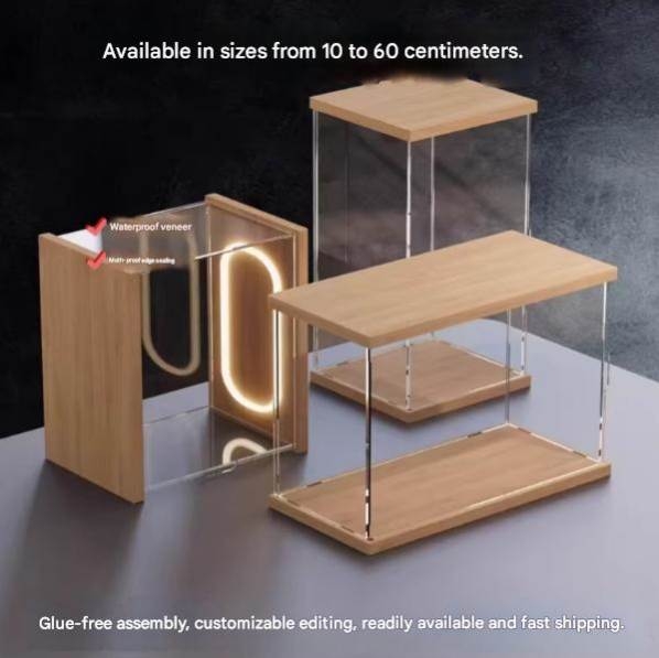 Hộp MICA Guweiti trưng bày mô hình với led trần có cửa mở - display box with light openable door