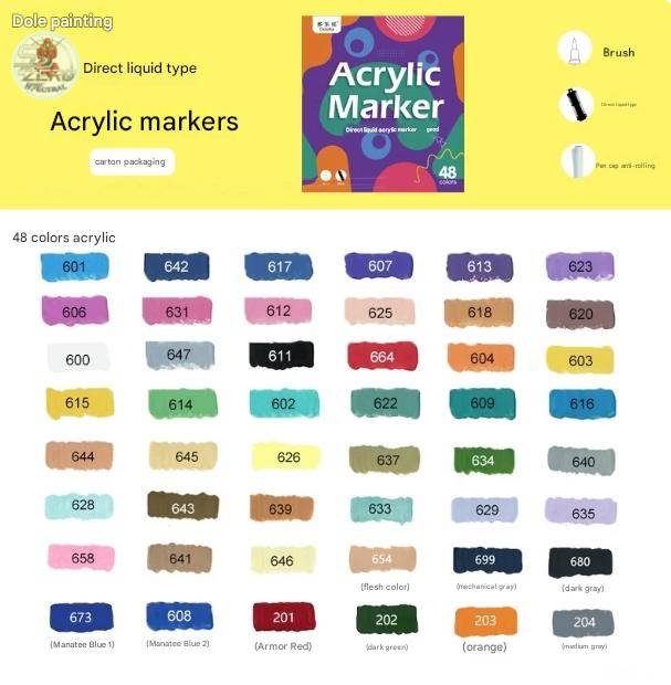Bút màu sơn mô hình đầu cọ mềm Acrylic Marker Doloha (Basic, Metallic Color Series)
