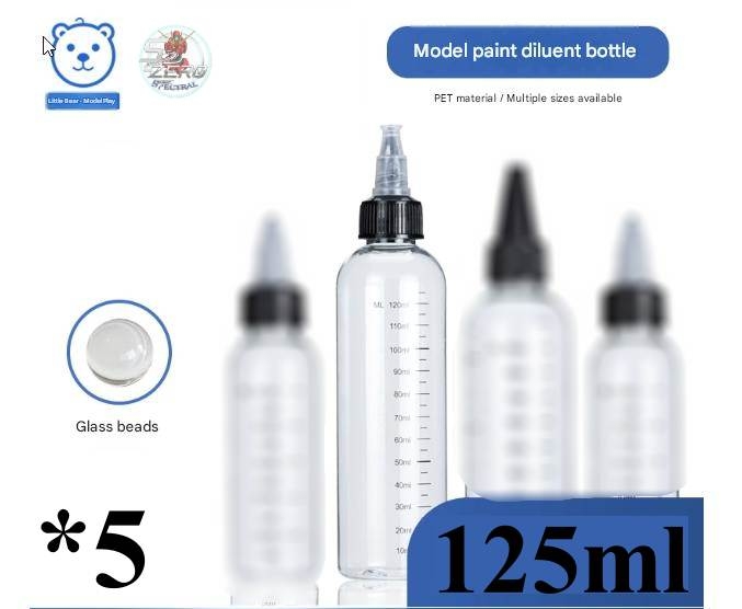 Set 5 lọ Pet chia vạch đựng dung dịch pha sơn sẵn bi, que ngoáy Spare Bottle House Bear