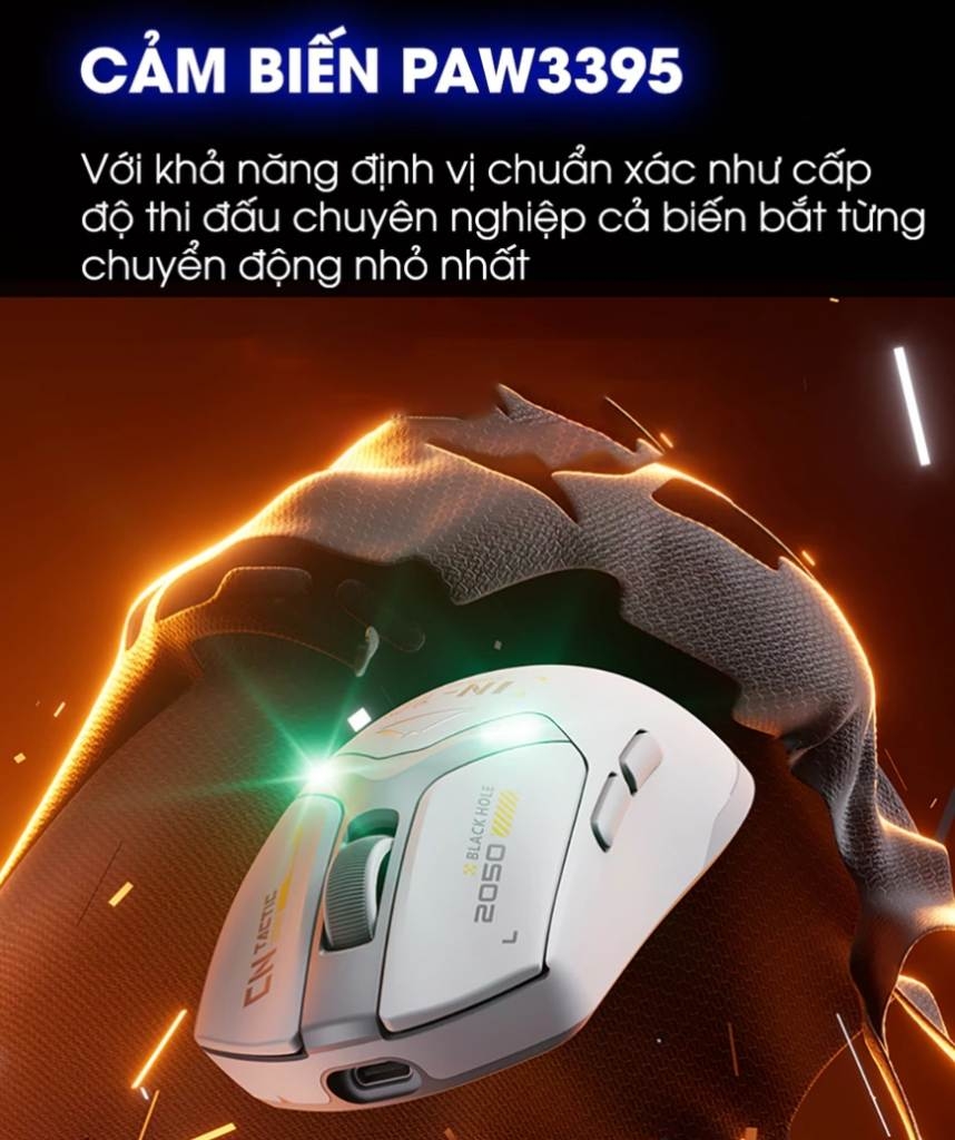 Chuột không dây gaming INPHIC IN10 bluetooth 3 mode cảm biến PAW3395 8000hz led RGB wireless 2.4g
