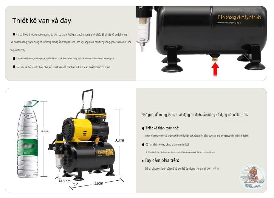 Máy nén khí RoyalMax TC-80T Aircompressor Airbrush sơn mô hình