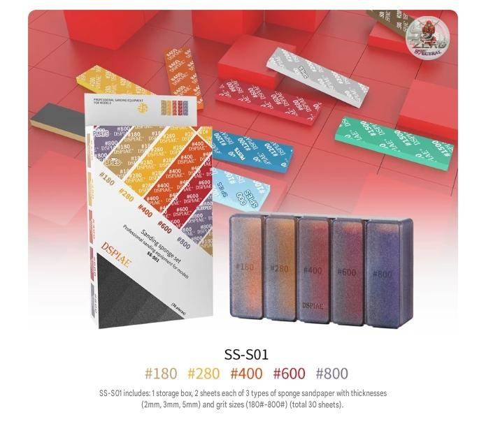 Bộ nhám xốp dính cắt sẵn kèm hộp DSPIAE Sponge Sanding Paper Set (30 Pieces, SS Coarse/Fine)