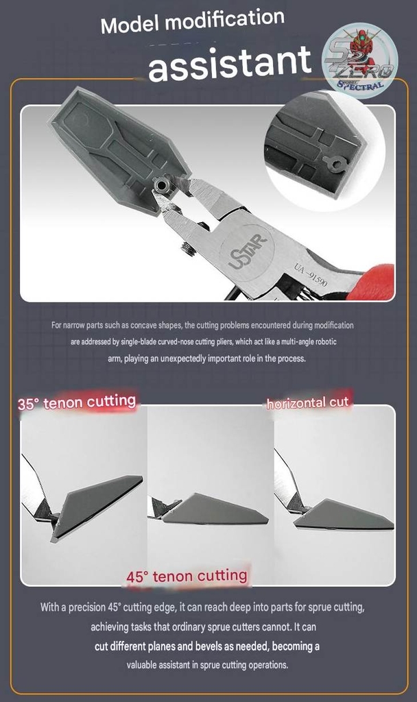 Kìm cong 1 lưỡi mỏng 45 độ USTAR UA91590 Cutter Single Edge Curved Pliers