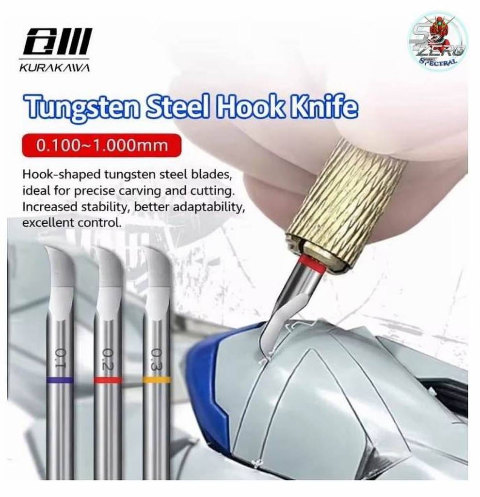 Set 7in1 Tạo line detail Chisel lưỡi câu KURAKAWA ET9 Hook Line Knife 0.1-0.5 + Handle + Masking