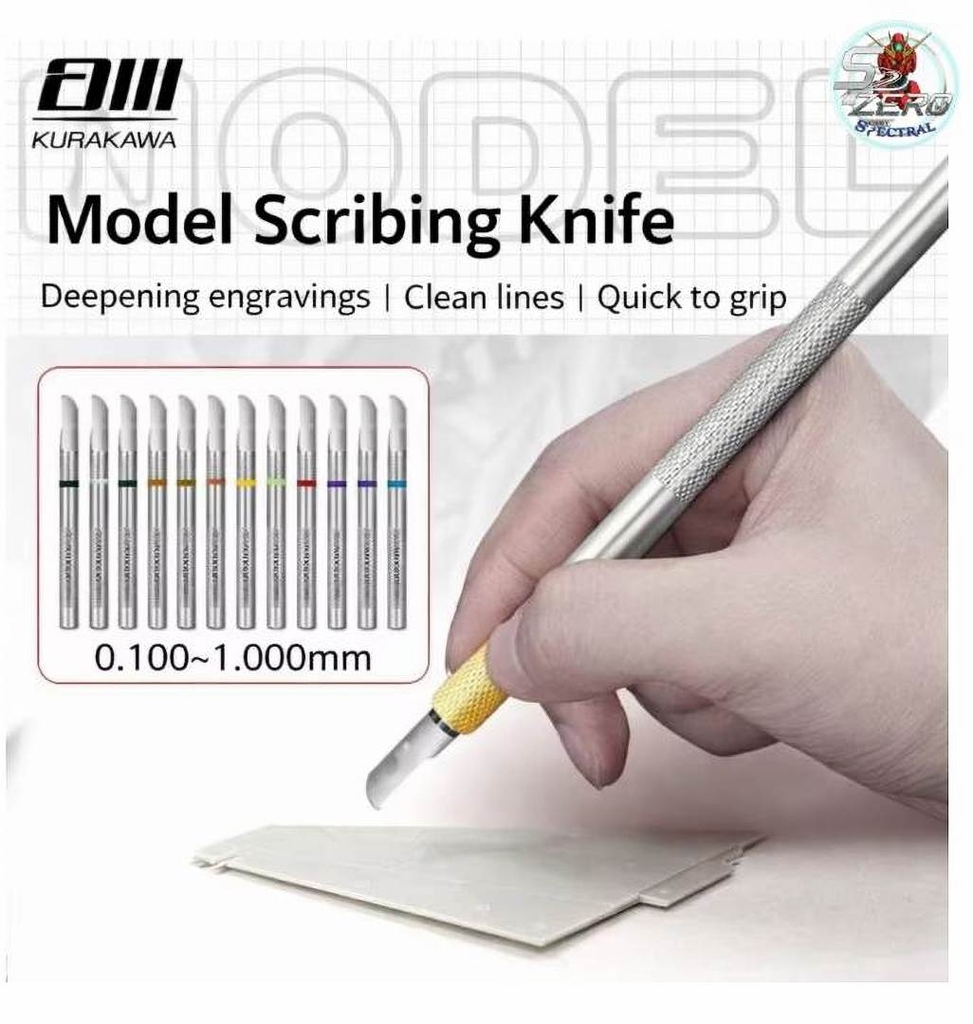 Tạo line detail Chisel lưỡi câu KURAKAWA 0.1-1.0mm ET9 Hook Line Knife + cán