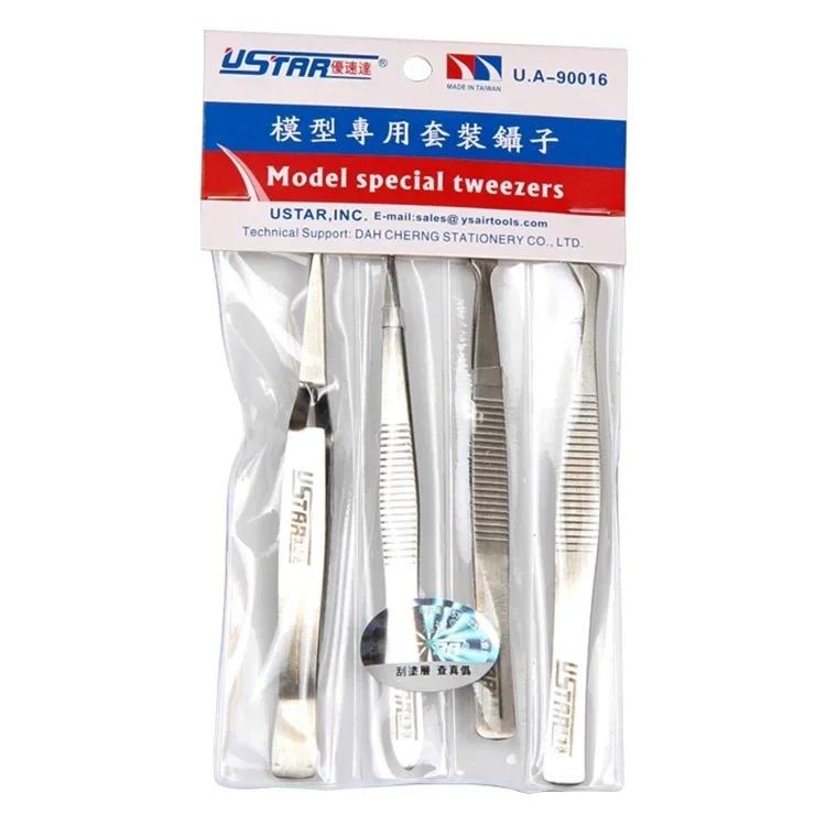 Bộ nhíp Ustar 4in1 UA-90016 Model Special Tweezers Set Water Sticker Reverse Straight Curved