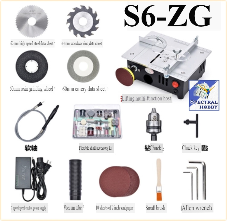 Máy cắt cưa mài đánh bóng để bàn S6 lưỡi cưa 63mm PCB Desktop Cutting Machine Mini Aluminum Alloy