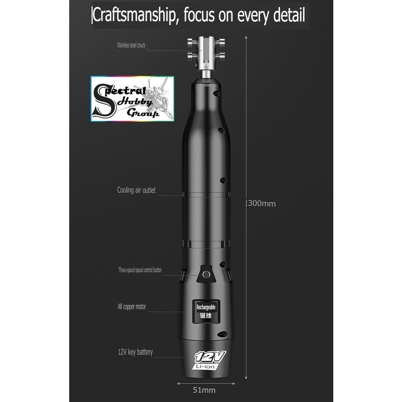 Dụng cụ Komax máy mài cưa dọc thẳng cầm tay 3 tốc 12v 60W Electric file steel grinding iron saw blade one hand