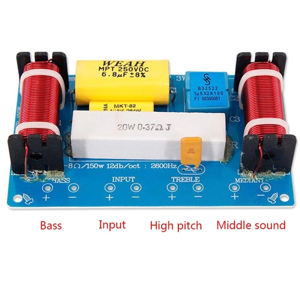 Mạch âm thanh Phân tần 3 đường tiếng Bass Mid Treble 120W 300W WEAH-338 3505 Divider Loudspeaker Crossover Filter