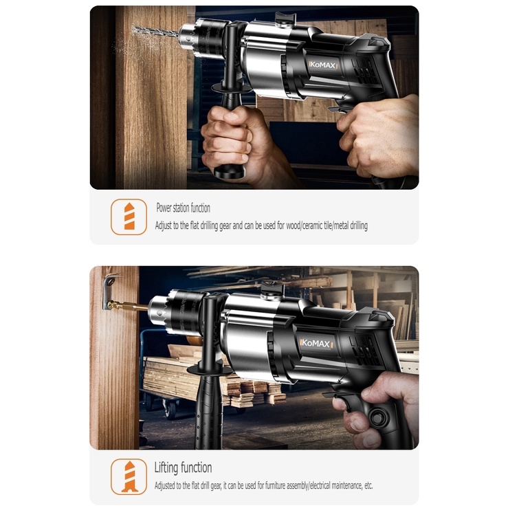 Dụng cụ KOMAX máy khoan điện gia đình đa chức năng Electric drill impact hammer 220V