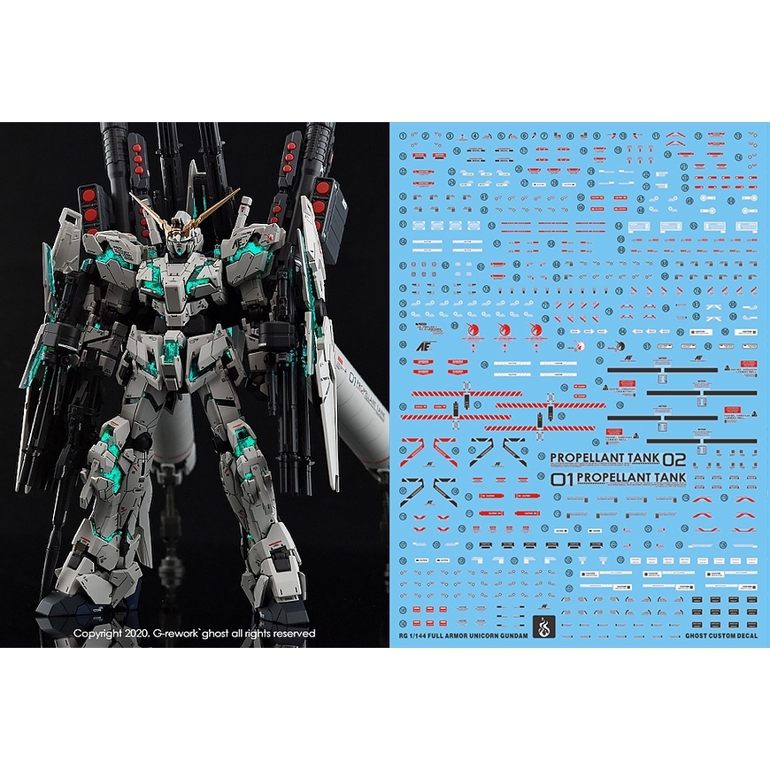 Decal nước dán mô hình RG HG UNICORN BANSHEE Full Armor FA Perfectibility Water sticker