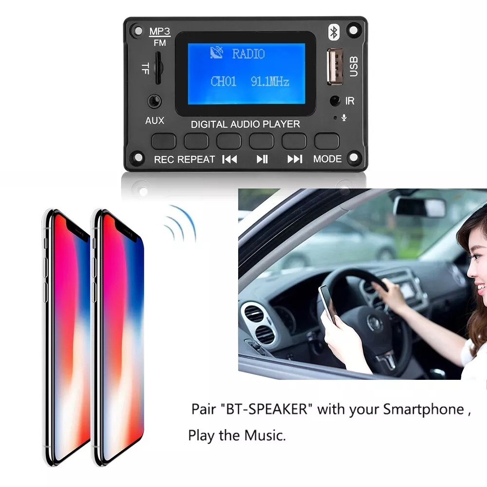 Mạch khuếch đại Giải Mã Âm Thanh Bluetooth 5.0 25W *2 Màn LCD 12V JQ-D116BT Amplifier Bluetooth speaker