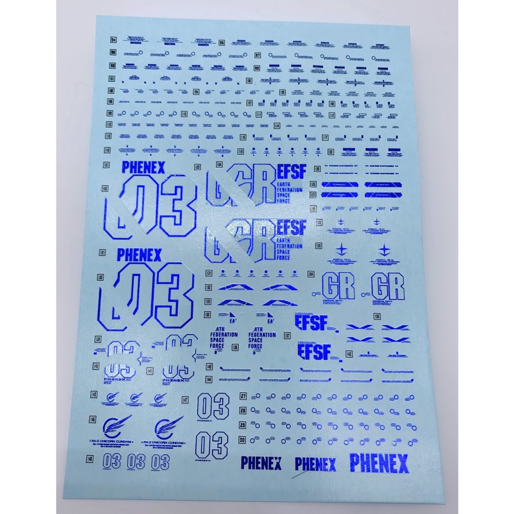 Decal nước dán mô hình MG HG RG Gundam Phenex 03 các loại Water sticker