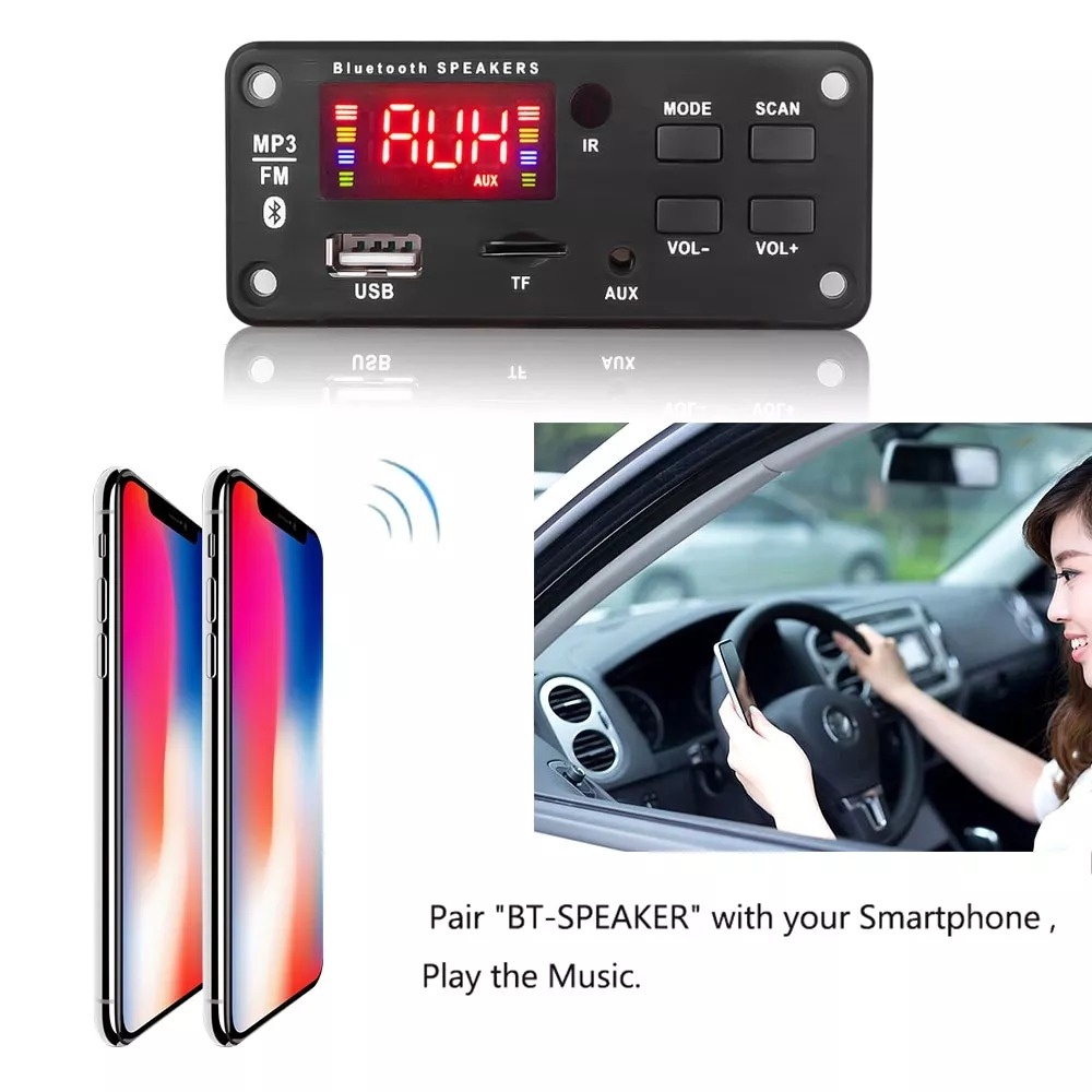 Mạch khuếch đại Giải Mã Âm Thanh Bluetooth 5.0 25W *2 Màn LCD 12V B2i Amplifier Bluetooth speaker