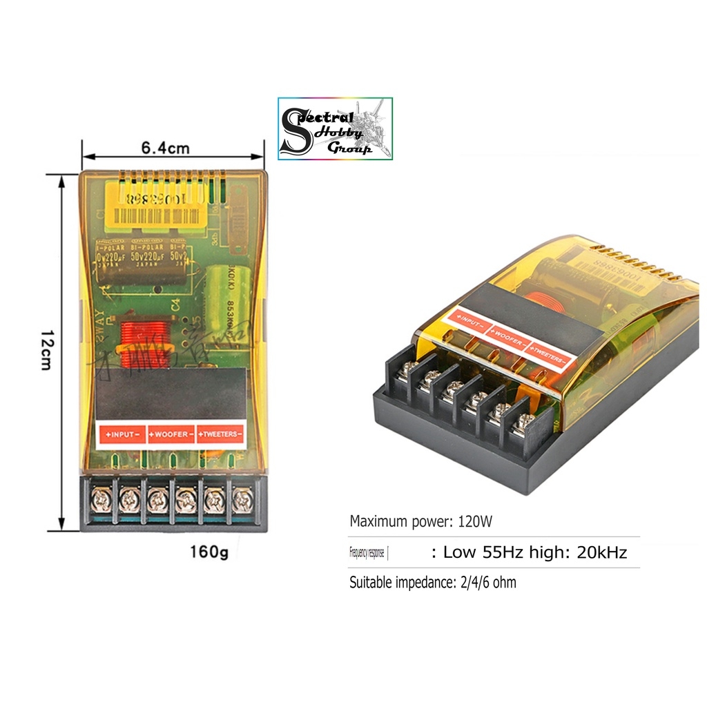 Mạch âm thanh phân tần 2 đường tiếng Bass Treble 2-way 200W 120W WEAH