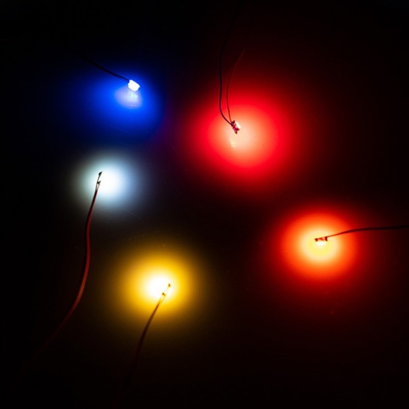 Bộ 10 Led SMD mini siêu nhỏ đấu sẵn dây kèm trở  0805 0603 0402 (3-5v) DIY độ mô hình gundam lego figure