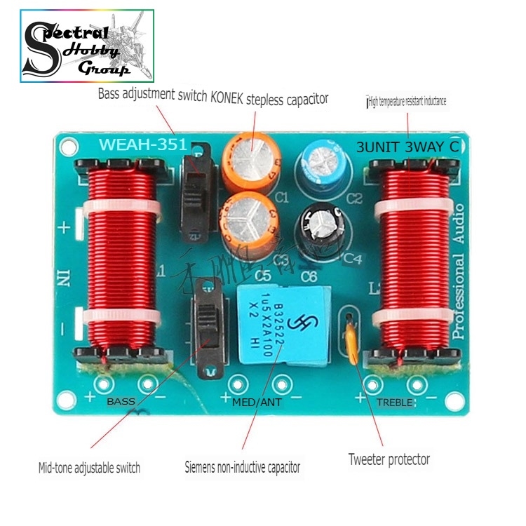 Mạch âm thanh Phân tần 3 đường tiếng Bass Mid Treble 150W WEAH-351