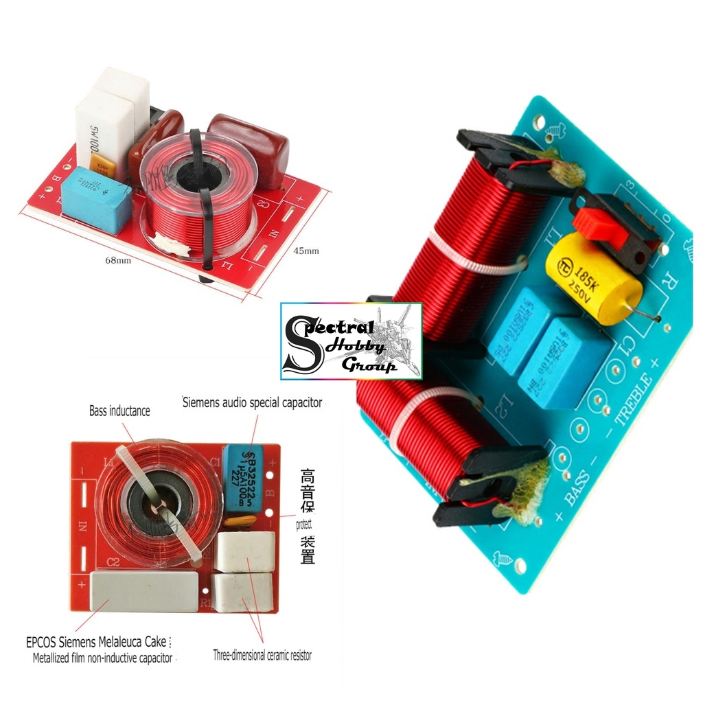 Mạch âm thanh Phân tần 2 đường tiếng 80W 160W Bass Treble WEAH 2-way high and low speaker crossover