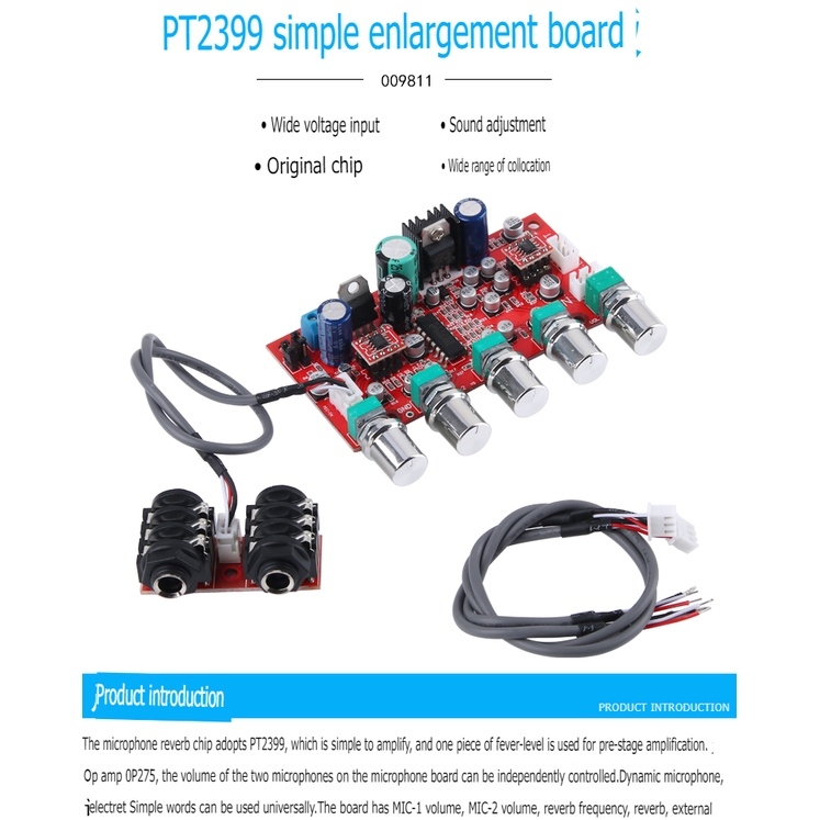 Mạch âm thanh echo karaoke PT2399 Tạo Vang OP275 12V cao cấp microphone amplifier board reverberation