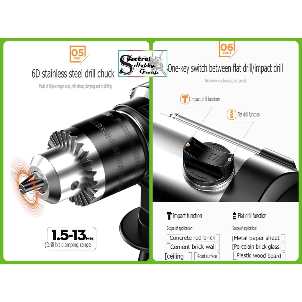 Dụng cụ KOMAX máy khoan điện gia đình đa chức năng Electric drill impact hammer 220V