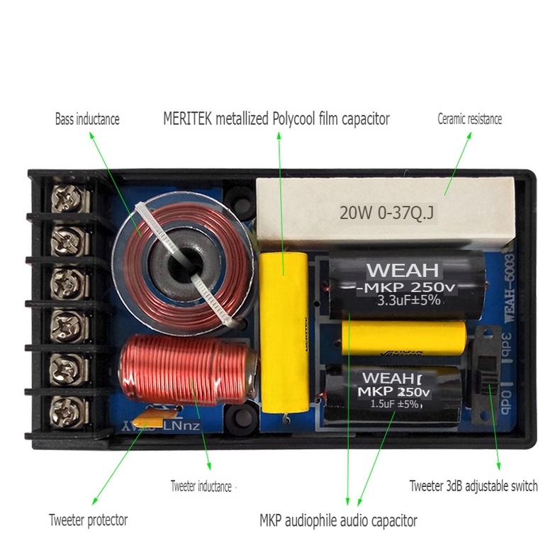 Mạch âm thanh phân tần 2 đường tiếng Bass Treble 2-way 200W 120W WEAH