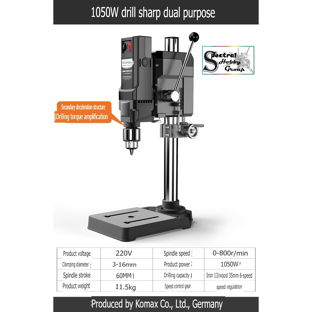 Máy khoan dọc KOMAX 220V 710W 800W 1050W Multifunctional Desktop Drill Press milling workbench Flagship