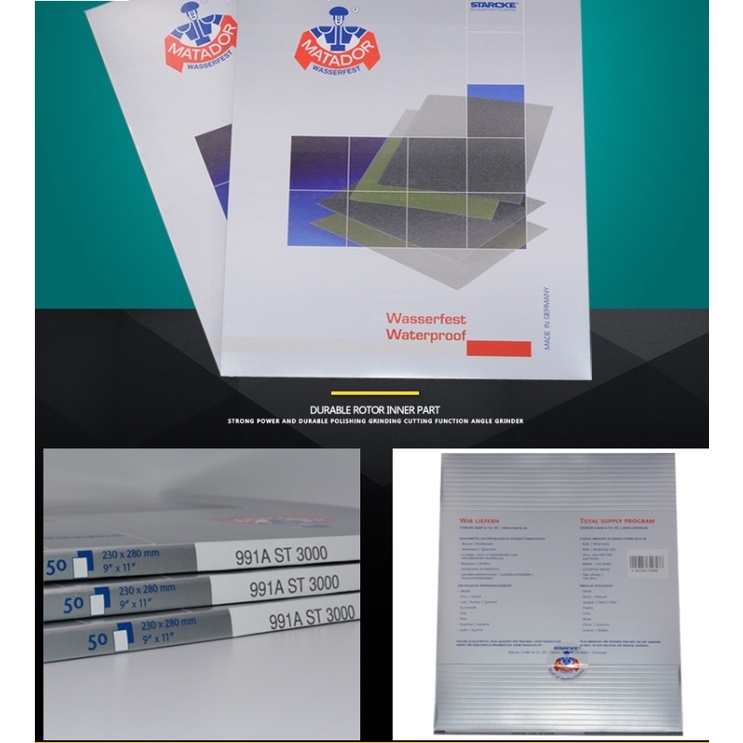 Giấy nhám Đức mài mịn Nước / khô Starcke Matador Waterproof Sandpaper #400 - 7000 Germany