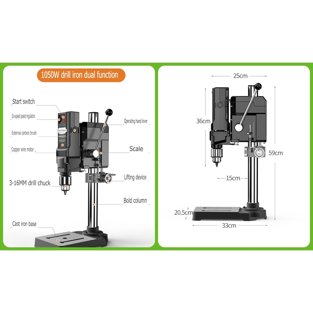 Máy khoan dọc KOMAX 220V 710W 800W 1050W Multifunctional Desktop Drill Press milling workbench Flagship