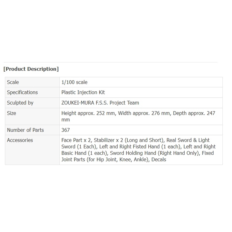 Mô hình lắp ráp VOLKS IMS 1/100 AUGE ARSCULS FSS The Five Star Stories