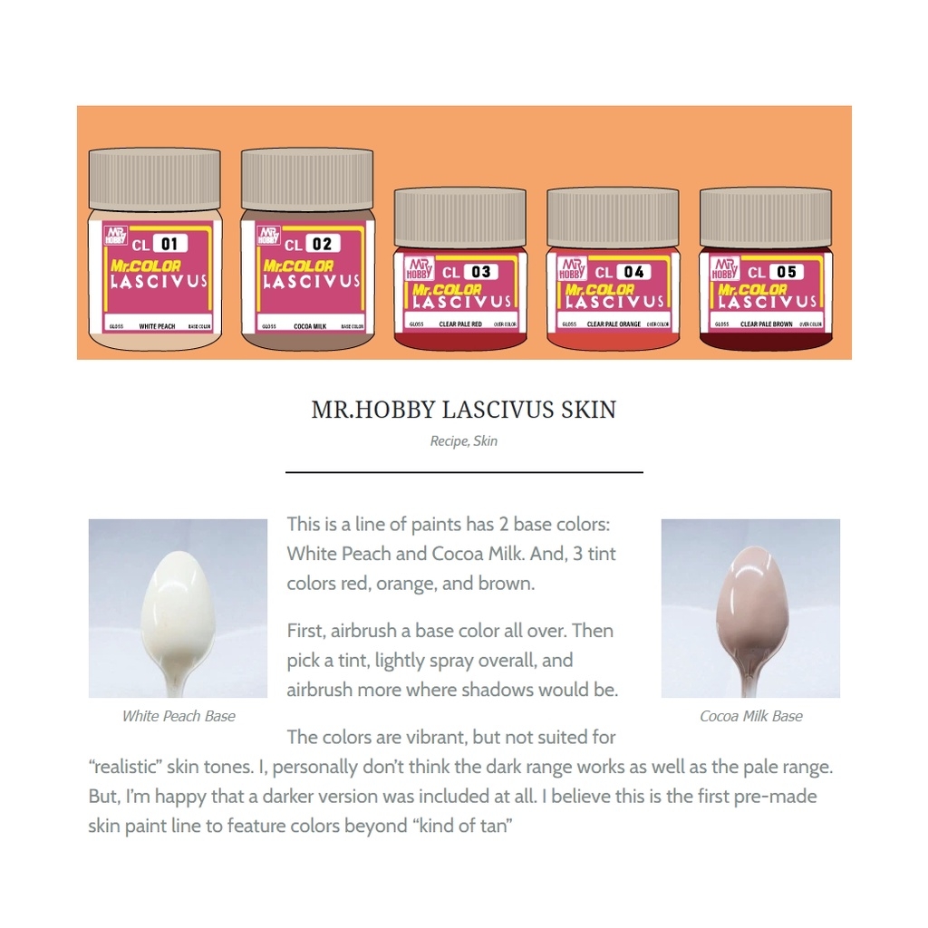 Sơn mô hình màu da figure skin color mr.hobby Lascivus CL01 ~ CL09 CL skintones series