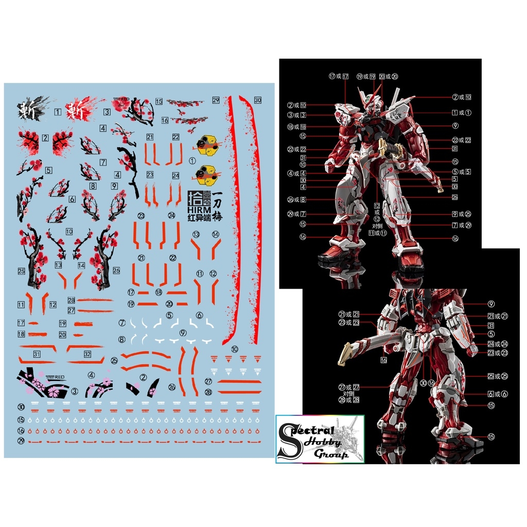 Decal nước dán mô hình HIRM Astray Red Blue Frame / NOIR / Power Arms MG HIRES water sticker