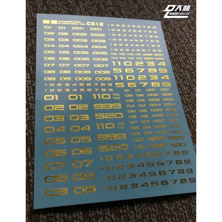 Decal nước dán mô hình Chữ số cảnh báo EVO DL number warning gold MG HG RG các loại