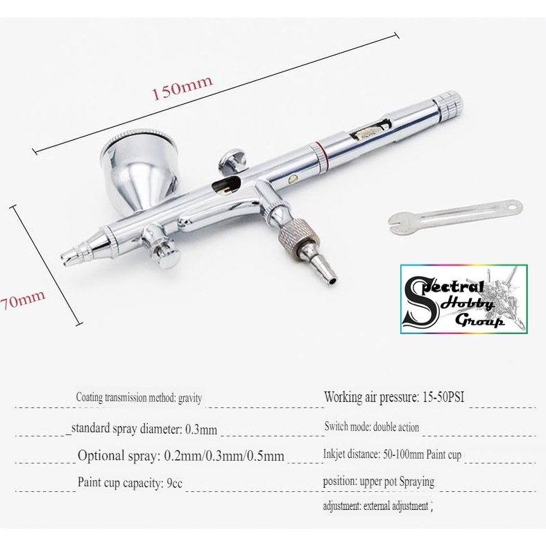 Bút sơn mô hình hd180 180K 183K Pen Airbrush Double Action Set 0.2MM 0.3MM 0.5MM Three Caliber Set