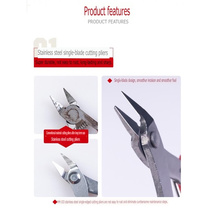 Dụng cụ Hobby Mio kìm 1 lưỡi cắt mô hình không gỉ HM103 Stainless Steel Ultra-thin single-edged pliers Entry model