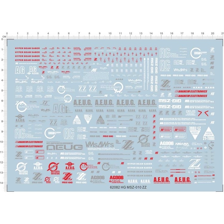 Decal nước dán mô hình MG Gundam ZZ FAZZ Double Zeta các loại - Water Sticker