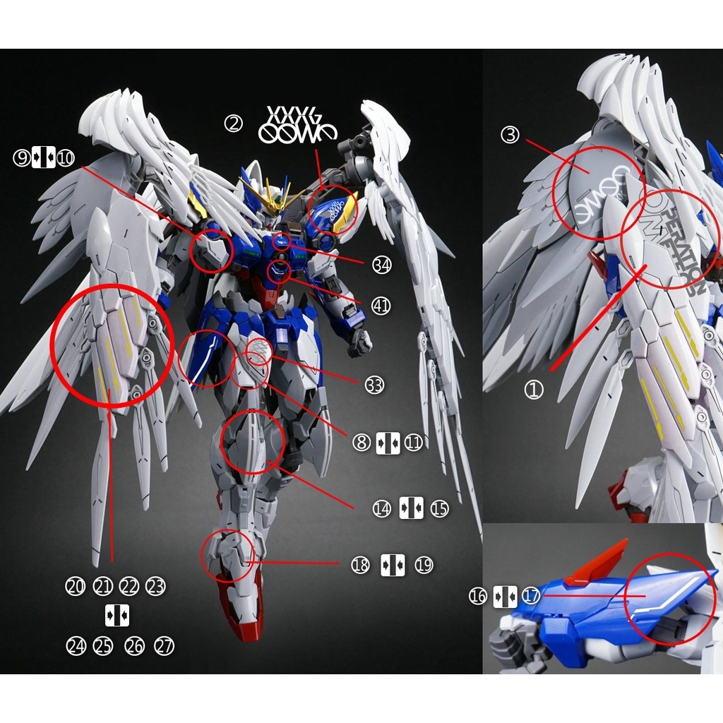 Decal nước mô hình HIRM Wing Zero EW gundam HIRES các loại - Water sticker