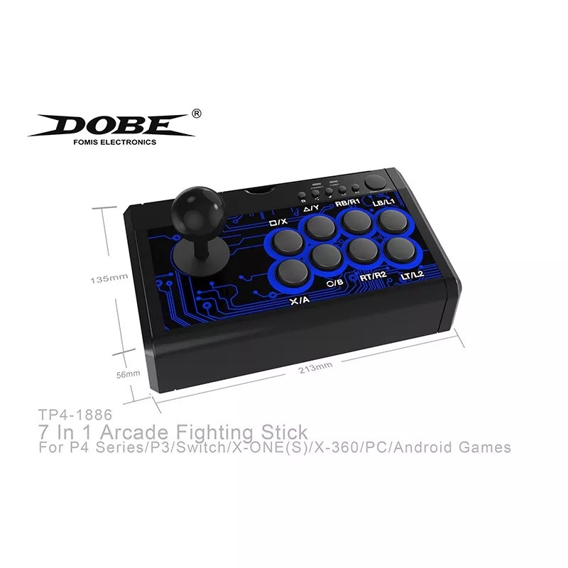 Bàn điều khiển chơi game 7in1 Arcade Fighting Wired Joystick Keyboard Switch PS4 PS3 Xbox Pc Android DOBE TP4-1886