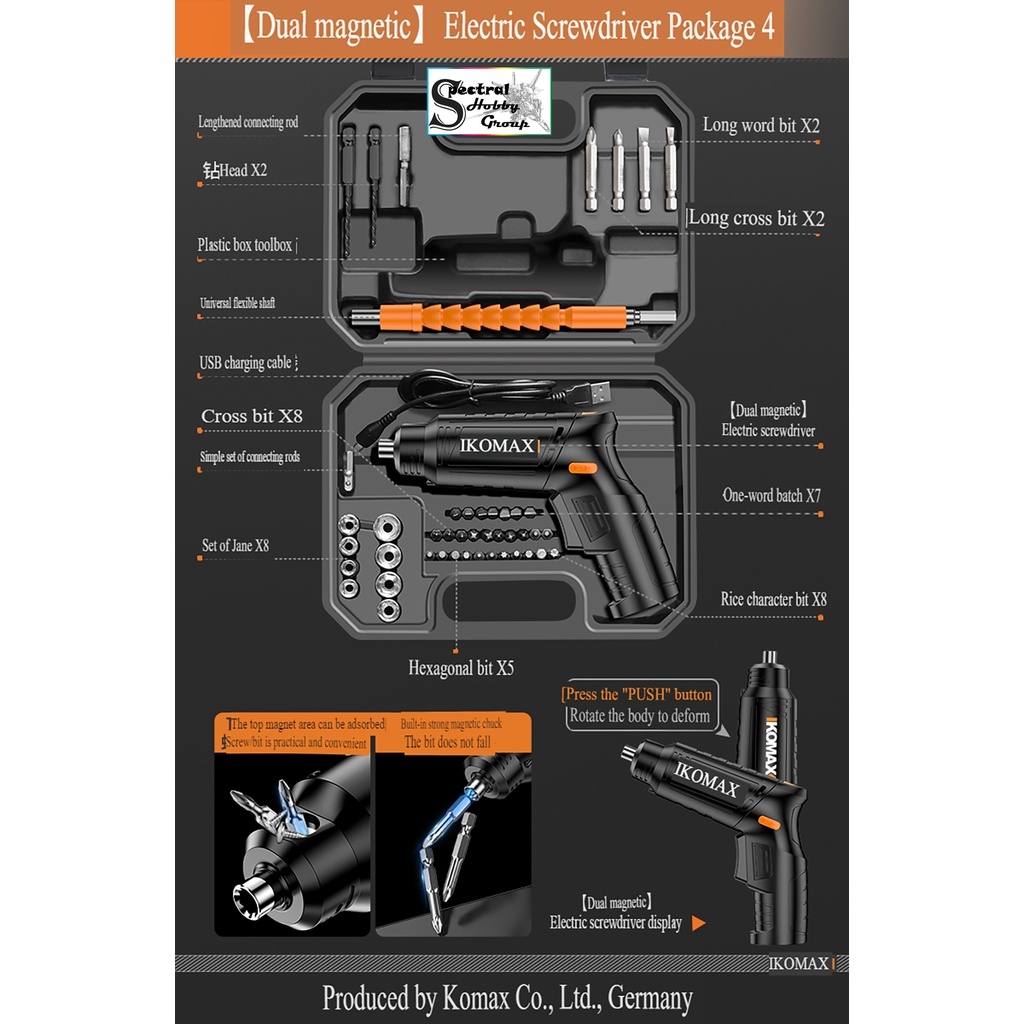 Máy khoan bắt vặn vít đa năng cầm tay 4.2V Electric screwdriver rechargeable mini hand drill Komax