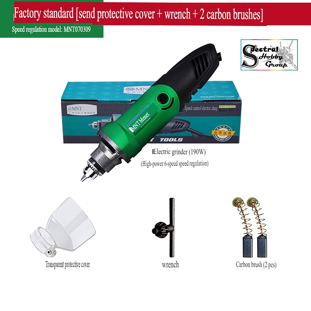 Dụng cụ MNT máy khoan cưa cắt mài thẳng cầm tay 190W MNT070309 Electric Grinder Straight Drill Brush 220v