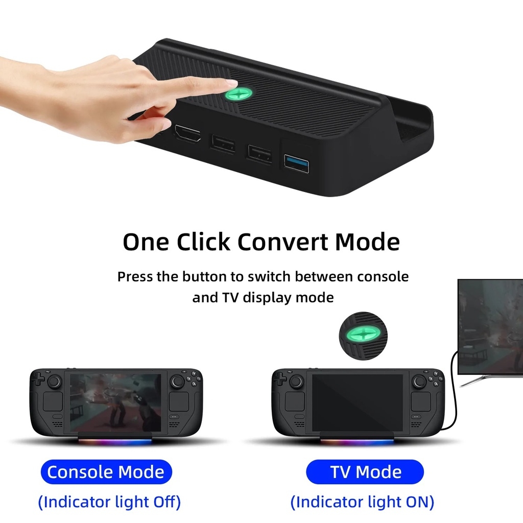 Bộ chuyển đổi Dock kết nối đa năng cho Steam Deck Switch PD100W EasySMX LED RGB Smart phone MultiFunctional Adapter