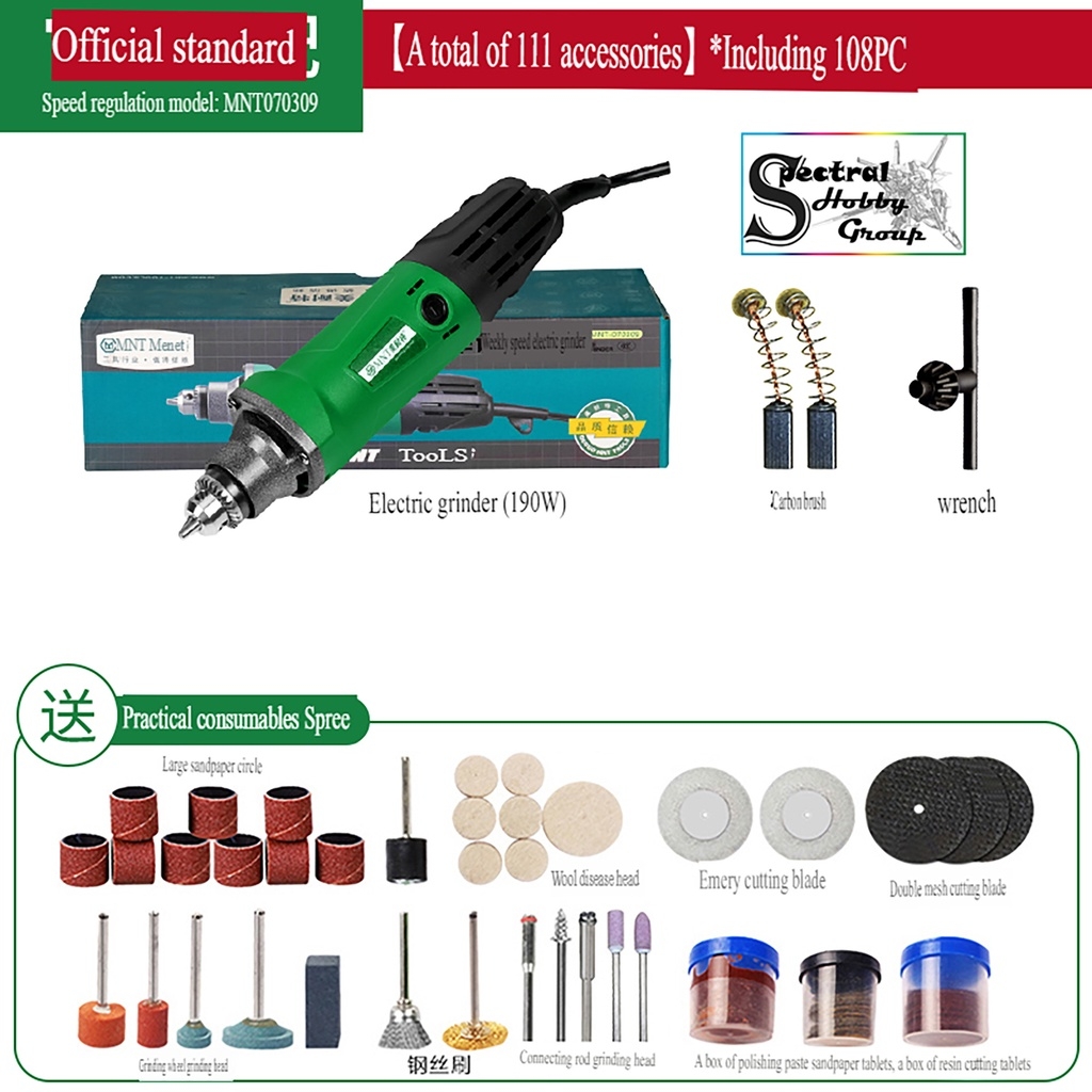 Dụng cụ MNT máy khoan cưa cắt mài thẳng cầm tay 190W MNT070309 Electric Grinder Straight Drill Brush 220v
