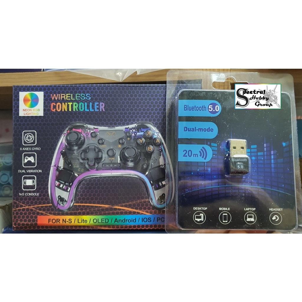 Tay cầm chơi game không dây Neon RGB Wireless Controller STK-7039RG cho Switch NS Android IOS PC