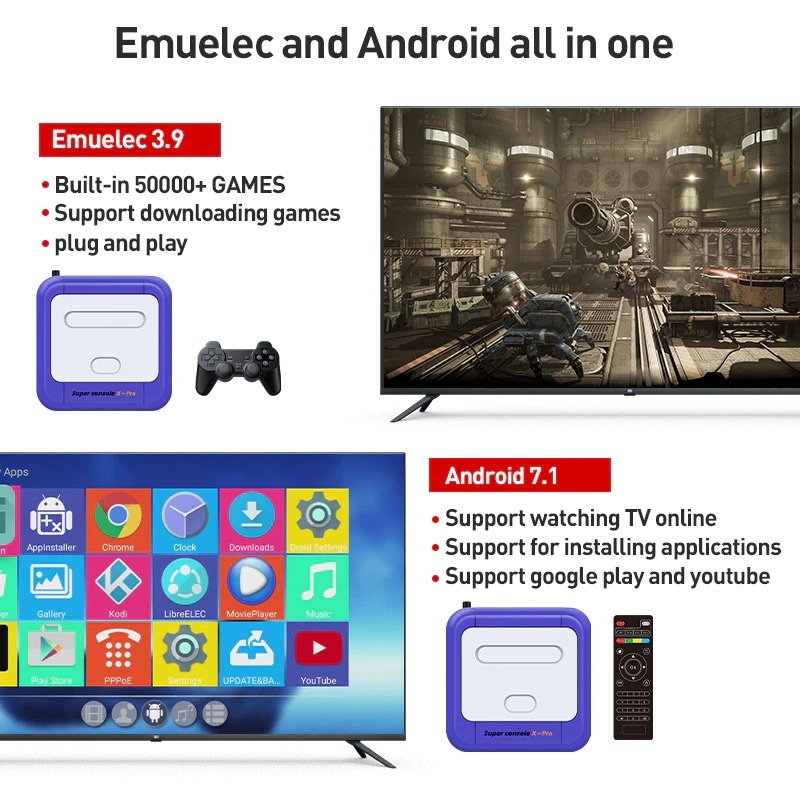 Máy chơi game cổ retro Super Console X Pro 2.4G Wireless N64/PS1/PSP/SEGA/SNES/MAME