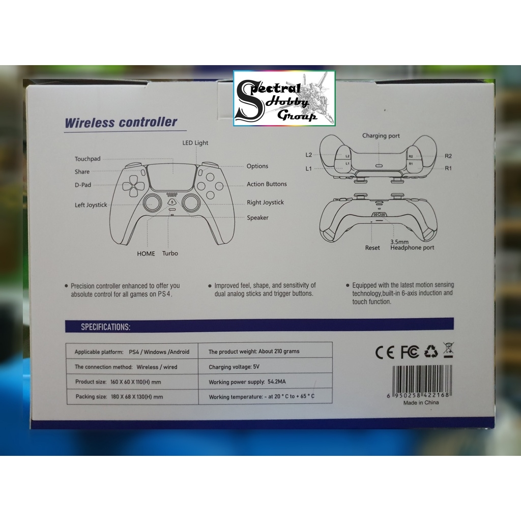 Tay cầm chơi game P5A không dây bluetooth cho PS4 PC Steam Android Dualshock turbo function gamepad wireless