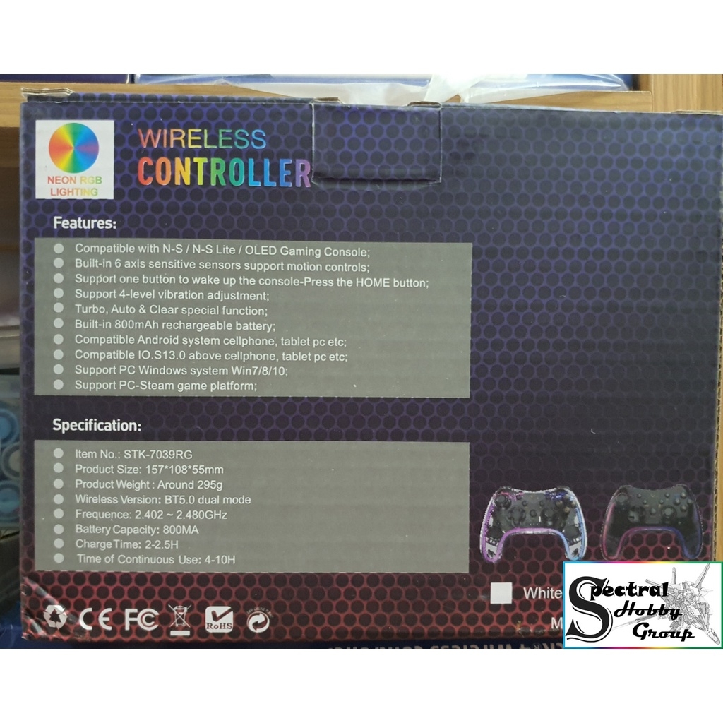 Tay cầm chơi game không dây Neon RGB Wireless Controller STK-7039RG cho Switch NS Android IOS PC