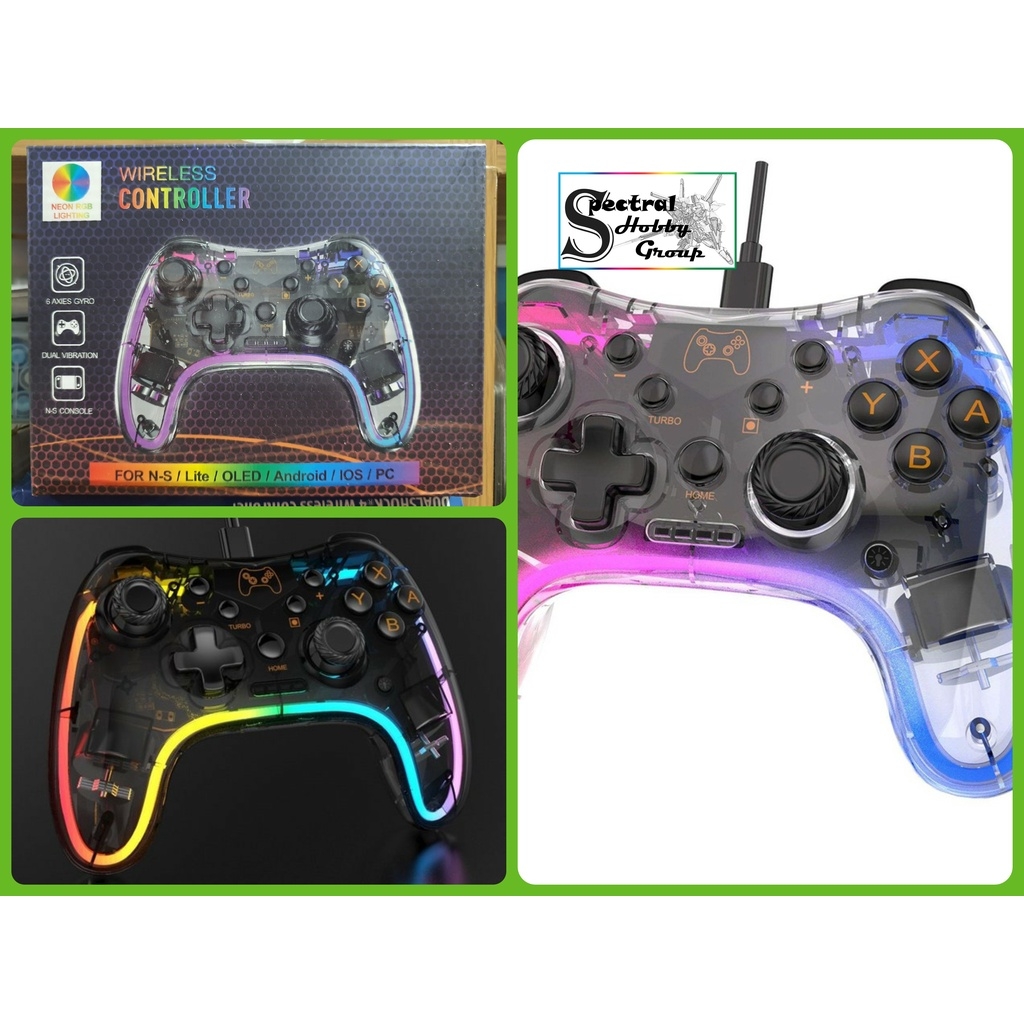 Tay cầm chơi game không dây Neon RGB Wireless Controller STK-7039RG cho Switch NS Android IOS PC