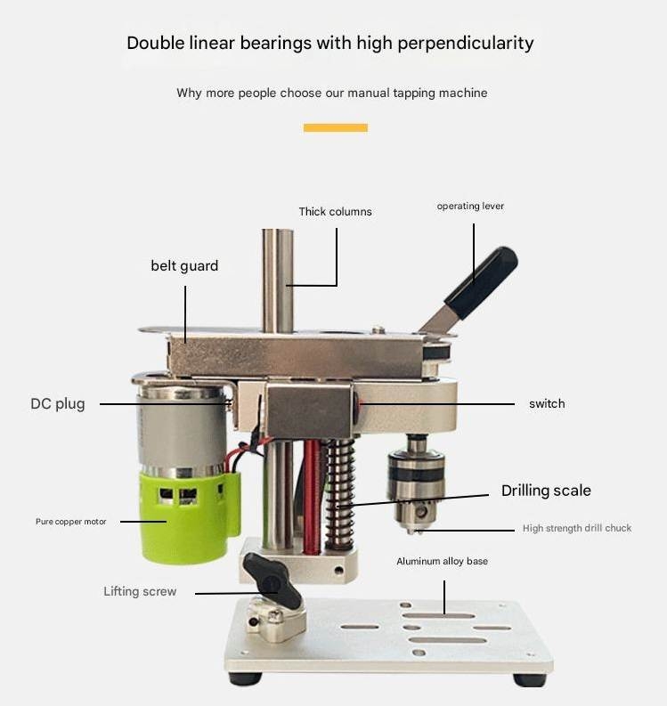 Máy khoan dọc JM802-795 Deluxe để bàn Table Mini Drill Press Wood Drilling PCB Punching